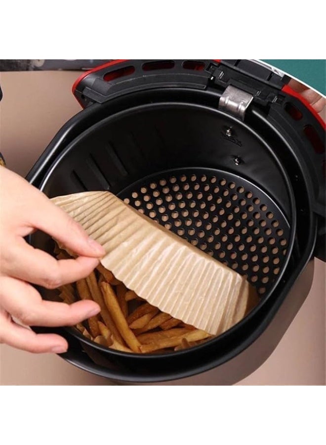 مجموعة اطباق ورق ايرفراير مدور مقاومة للماء، قابلة لاعادة الاستخدام، مناسبة للمخبوزات والطعام المقلي والاستخدام في الميكروويف مقاس 20سم الباكيت 100 ورقة K - Image 5